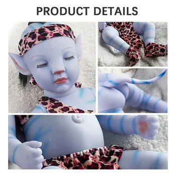 Reborn Baby Doll 20 Cm 51CM Gyvas Naujagimis Saldus Mėlyna Berniuko, Dovana Žaislas Vaikams, Naktį Šviesos Visą Vinilo Lėlės