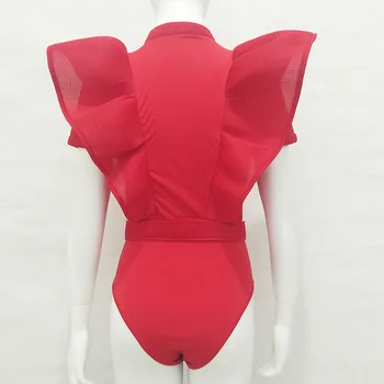 Aovica Elegantiškas Ruffles Tuščiaviduriai Iš Palaidinė Atsitiktinis Paplūdimio Blusas Kūno Marškinėliai 2018 Moterų Kostiumas Bodycon Bodysuit Seksualus Mujer Camisas