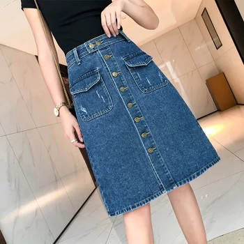 S-5XL 2020 m. pavasarį ir vasarą naujas džinsinis sijonas žodį aukšto juosmens vidutinio ilgio sijonas 200 kg dydžio moterų XXXXXL