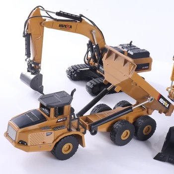 HUINA Sunkvežimių Žaislas Diecast Modelis Lydinio transporto priemonių, Automobilių, Lieto Ekskavatorių Buldozerių Krautuvas Ekskavatoriaus vaikams žaislas Kalėdų dovana