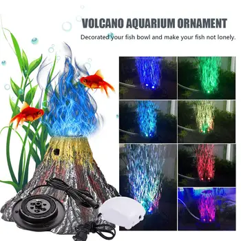 LED Vulkanas Formos Dervos Akvariumas RGB Lempa Su Oro Siurblys Povandeninis LED Prožektorius atsparus Vandeniui Žuvų Bakas Dekoratyvinės Šviesos