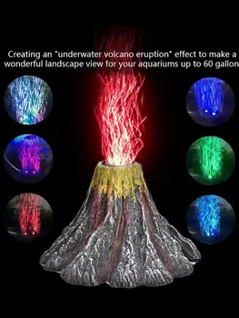 LED Vulkanas Formos Dervos Akvariumas RGB Lempa Su Oro Siurblys Povandeninis LED Prožektorius atsparus Vandeniui Žuvų Bakas Dekoratyvinės Šviesos