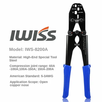 IWISS IWS-8200A Baterija Antgaliai ir Atidarykite Barelį Jungčių Užspaudimo Įrankiais, dirba su Viela AWG 5-3 užspaudimo replės