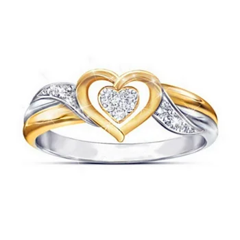 Mielas Romantiškas Moterų Mažas Širdies Žiedas Prabangūs, Aukso Spalvos Vestuvinis Žiedas Senovinių Vestuvinių Žiedų Moterims