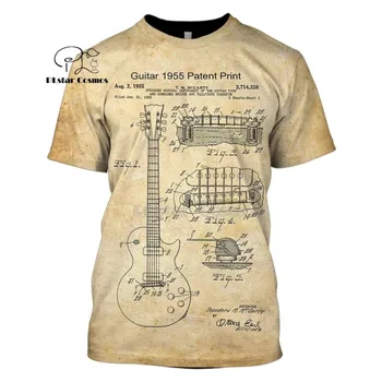 PLstar Kosmosas Gitara 1955 muzika hip-hop atlikėjas 3d marškinėliai marškinėlius vasaros juokinga šalies cosplay streetwear