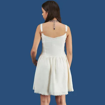 Balta Suknelė 2020 Naujas Harajuku Saldus Linija Moterų Suknelė Aukšto Juosmens Diržas Vasaros Suknelė Atsitiktinis Moterų Vestidos Jaukus Lino Suknelės