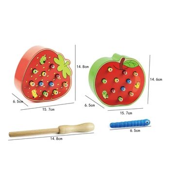 Matematikos mokymas Montessori Medinis Žaislas Magnetinės Lazdelės Žvejybos Skaičius Skaičius Candywood Gyvūnų Medinių Blokų Žaislai Vaikams