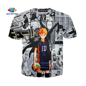 Japonijos Anime Haikyuu Hinata Shoyo 3D Spausdinimo Žmogaus T-Shirt marškinėliai Vyrams Vasaros Harajuku Hip-Hop Marškinėlius Sporto Trumpas Rankovės A2196