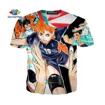 Japonijos Anime Haikyuu Hinata Shoyo 3D Spausdinimo Žmogaus T-Shirt marškinėliai Vyrams Vasaros Harajuku Hip-Hop Marškinėlius Sporto Trumpas Rankovės A2196