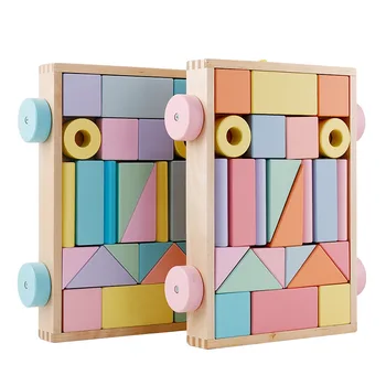 24pcs Medinis Didelis Dalelių Macaron Spalva Priekaba Blokai Vaikų Puzzle Montessori Ankstyvos Vaikystės Žaislai