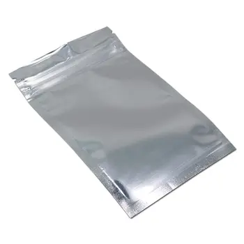 Priekiniai skaidraus Plastiko Atgal Sidabro Aliuminio Folijos Pakuotės Maišelis Reclosable Zip-Lock 