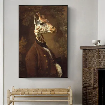 Klasikinio P. Žirafa Dress Drobės Tapybos Plakatai ir Spausdina Sienos Meno Žirafa Nuotraukas Cuadros už Kambarį Dekoro
