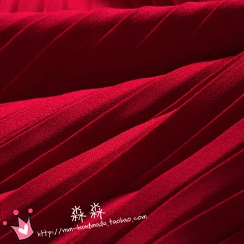 1psc 2016 gaivus vasaros pearl siūlų audinys spalvingi raudona Plisuotos Šifono suknelė audinys grūsti organų(klostuotas 0,5 m)