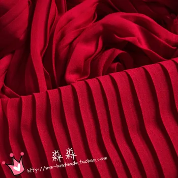 1psc 2016 gaivus vasaros pearl siūlų audinys spalvingi raudona Plisuotos Šifono suknelė audinys grūsti organų(klostuotas 0,5 m)