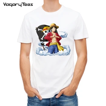 2019 Prekės ženklo T Shirt Vyrai T-shirt Juokinga Luffy T Marškinėliai Drabužių Mens Anime One Piece Tee Marškinėliai Balti O-kaklo Spausdinti Marškinėlius