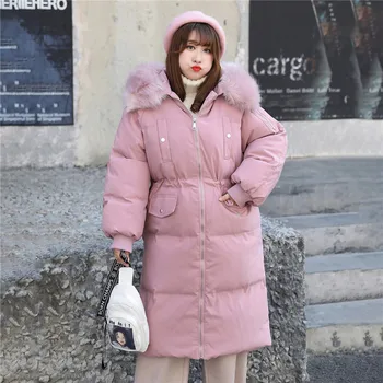 Negabaritinių žiemos parko moterų medvilnės striukė storas šiltas žemyn medvilnės striukė su Gobtuvu viršutiniai moterų Plius dydis 100kg galite dėvėti G726
