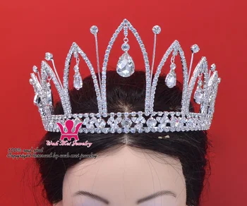 Mados kalnų krištolas Tiara Karūna Nuotakos Princesė Mis Grožio Konkurso Karalienės karūnos Vestuvių Plaukų Aksesuarai Šalies Prom Mo009