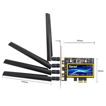 Fenvi Belaidžio Wifi Adapteris 1750Mbps Dual Band 2.4 G/5G PCI-E 802.11 AC 