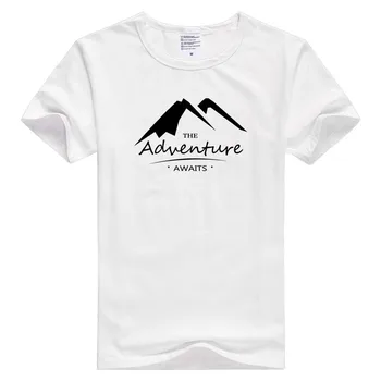 Nuotykių Laukia trumpas rankovės Kalno lipti T-shirt Marškinėlius paprastas baltas Tees GA008