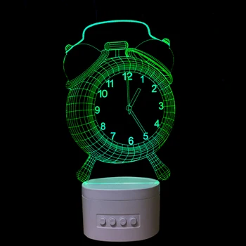 LED Laikrodis-Žadintuvas Formos 3D Nakties Žiburiai 