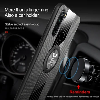 Už Xiaomi Redmi Mi Pastaba 5 7 8 T Pro 8T Telefono Dangtelį Atveju Magnetinis Žiedas Matinis Medžiaga Prabangus Automobilis Stovi Turėtojo Bylos Medžiaga Coque