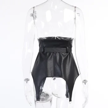 Viifaa Black PU Oda Diržo Sagtis Korsetas Moterų Pavasario 2021 Mados Slim Streetwear Elegantiškas Ponios Korsetai