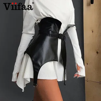 Viifaa Black PU Oda Diržo Sagtis Korsetas Moterų Pavasario 2021 Mados Slim Streetwear Elegantiškas Ponios Korsetai