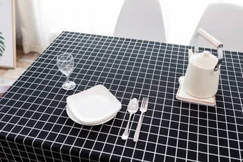 Staltiesė juodas ir baltas languotas lino staltiesė stačiakampio stalo ir virtuvės kambarį, kavos staliukas namų decorations2018