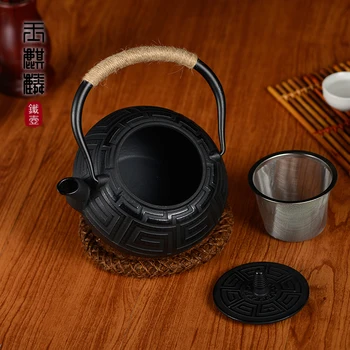 Juodo ketaus arbatinukas Japonų rankų darbo arbatinukas virtos ketus maker su arbata, sietai kung fu arbatos didelės talpos 1.2 L