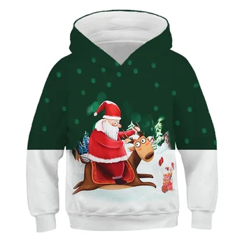 Rudenį ir žiemą, palaidinės Kalėdų hoodies vaikams drabužių mergaičių berniuko drabužių 3D mados spausdinti drabužius Linksmų Kalėdų