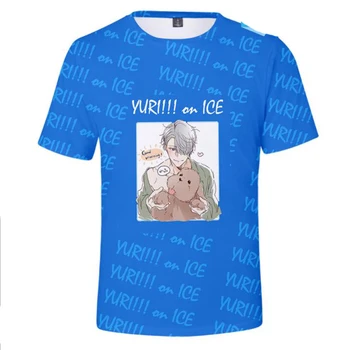 Anime Jurijus ant Ledo 3D Print T Shirt Moterims, Vyrų Vasaros Mados Trumpas Rankovės Juokinga Marškinėlius Grafinis Tees Streetwear Cosplay Kostiumas