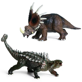 Styracosaurus + Ankylosaurus Dinozaurų Derinys Nustatyti Vaikų Modeliavimas Kietas Modelis Juros Periodo Gyvūnų Pasaulyje Dinozaurų Žaislas Ekranas