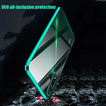 360 Metalo Magnetinių Telefoną Atveju Huawei Honor 20 pro 30 P20 Lite Pro 10 8X 9X Peržiūrėti 20 V20 dvipusės Grūdinto Stiklo Dangtis