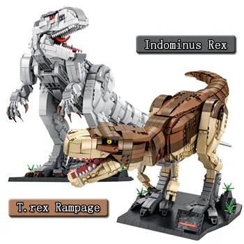 Ekspertų Kūrėjas T. rex Rampage Indominus Rex Dinozaurai Juros Periodo Gyvūnų Plytų Žaislai Ss Modulinės Modelis Statybiniai Blokai, Plytos