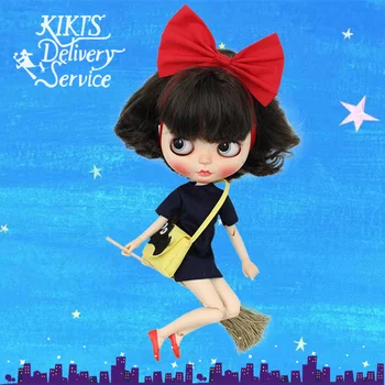 Kiki ' s Delivery Service Komplektus Blyth lėlės suknelė su hairband šluota,pagalvių ir shoessuit už 1/6 azone BJD ledinis dbs