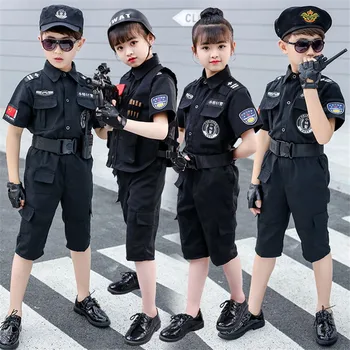 Vaikai Eismo Policijos Policininkas, Cosplay Kostiumai, Policininkai Vienodas Mergaičių Klostuotas Sijonas Studentų Komanda Halloween Party Veiklos