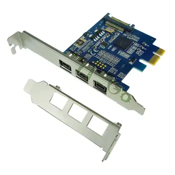 PCIE Combo 3x 1394b Prievadai Firewire PCI-Express Valdiklio Plokštę, 1394 kortelės TI Chipset sata maitinimo šaltinis su žemo profilio laikiklis