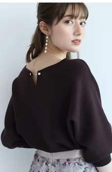 2020 m. rudens ir žiemos naujų priemiestinių elegantiška, gryna spalva pearl V-kaklo, du-dėvėti apvalios kaklo megztinis top moterims