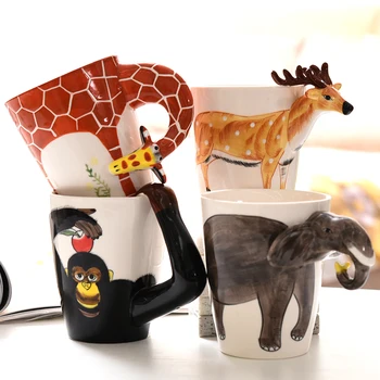 3D Kavos Puodelis Juokinga Gyvūnų Dinozaurų Žirafa Delfinų Porceliano 13.5 Oz Arbatos Puodelio Mielas Kūrybinės Keramikos Arbatos Puodelis Vaikas Kalėdų Dovana
