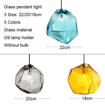 Šiuolaikinės Stiklo Pakabukas Šviesos Kristalų Spalvinga Hanglamp LED Šiaurės Ledo priedai veltiniams, vilna Lempa svetainė, Miegamasis, Virtuvė, Valgomasis G9