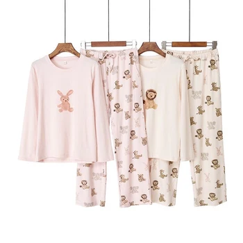 Japonijos nauja stiliaus ilgomis rankovėmis kelnės pižama ponios pavasarį ir rudenį gyvūnų spausdinti medvilnės modalinį animacinių filmų namų paslauga kostiumas