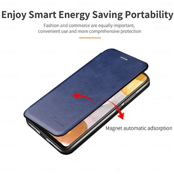 Magnetinio Laikiklio Stovas Odinis dėklas, Skirtas Samsung A42 Minkštas Viršelis Dėl 