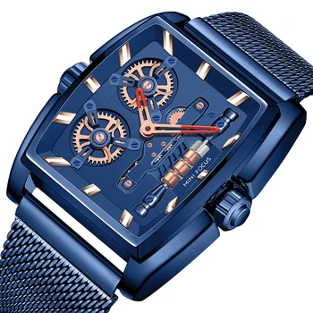Perdėtas Didelis Didelis Laikrodžiai Vyrams Prabangos Prekės Unikalus Dizaineris Kvarco Žiūrėti Vyrų Sunkiosios Visiškai Plieno Dirželis Riešo Žiūrėti Mėlyna whatch