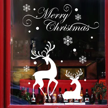 Santa Briedžių Prekybos Centro Kalėdinė Dekoracija Ne klijais Lango Stiklo Elektrostatinės Lipdukai Navidad Lango Lipdukas Naujųjų Metų 20