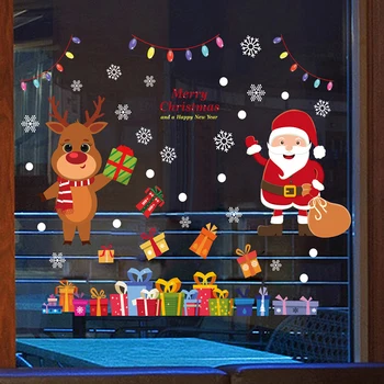Santa Briedžių Prekybos Centro Kalėdinė Dekoracija Ne klijais Lango Stiklo Elektrostatinės Lipdukai Navidad Lango Lipdukas Naujųjų Metų 20