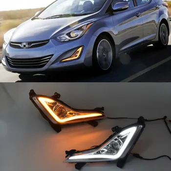LED Dieniniai Žibintai DRL Priešrūkinio Žibinto Dangtelis Atveju Hyundai Elantra Sedanas m. m. 2016 M. Su Posūkio Signalo Geltona