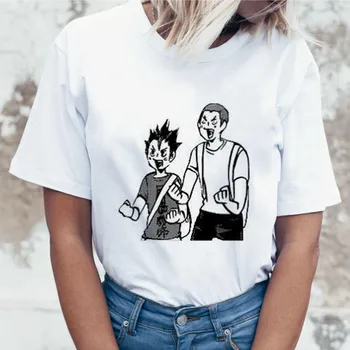 Japonų anime T-shirt haikyuu marškinėliai Harajuku Laisvalaikio Trumpas rankovės Mergina marškinėliai 2020 white T-shirt Moterims Topai Tee Moterų marškinėliai