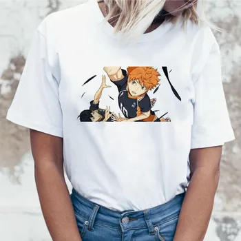 Japonų anime T-shirt haikyuu marškinėliai Harajuku Laisvalaikio Trumpas rankovės Mergina marškinėliai 2020 white T-shirt Moterims Topai Tee Moterų marškinėliai