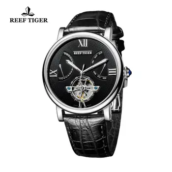 Rifas Tigras/RT Tourbillon Dizaineris Laikrodžiai Aukščiausios Kokybės laikrodis su Data, Diena ir Veršiena Odos Laikrodžiai Vyrams RGA191