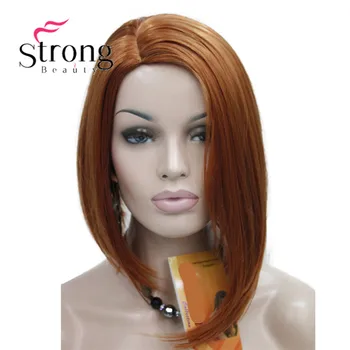 StrongBeauty Nesimetriškas nr. Kirpčiukai Oranžinė Ruda Pusės Odos Viršų Perukas Sintetinis Plaukų moterų perukas SPALVŲ PASIRINKIMO